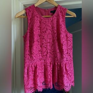 J Crew Womens Pink Lace Peplum Top Size 0